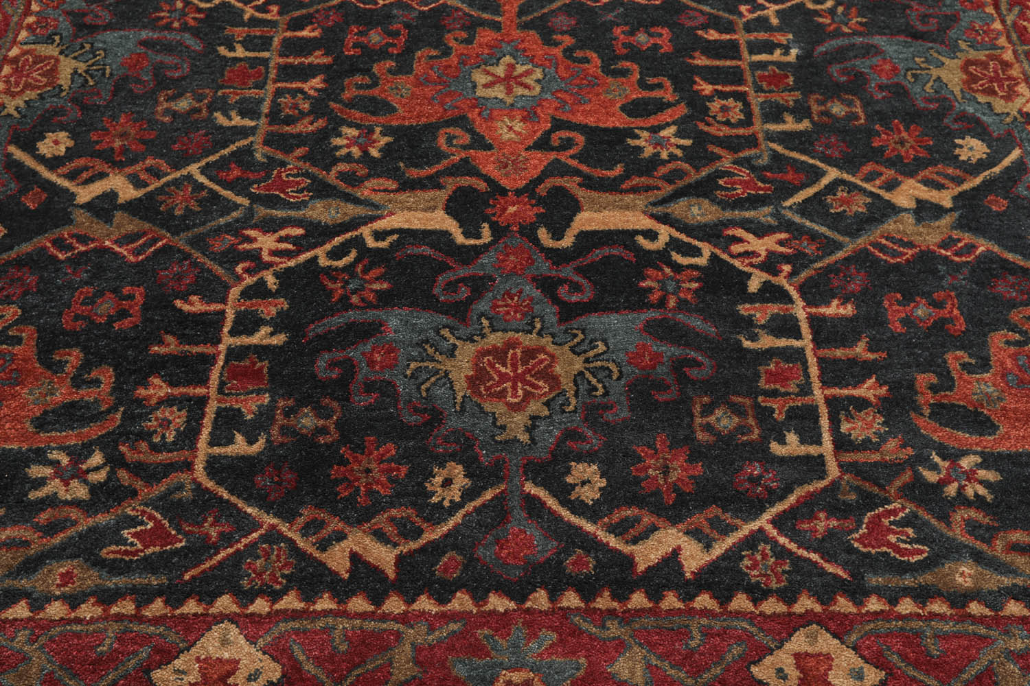 10 x 14  Navy Wine Burnt Orange Color Hand Tufted All-Over 100% Wool Arts & Crafts Oriental Rug