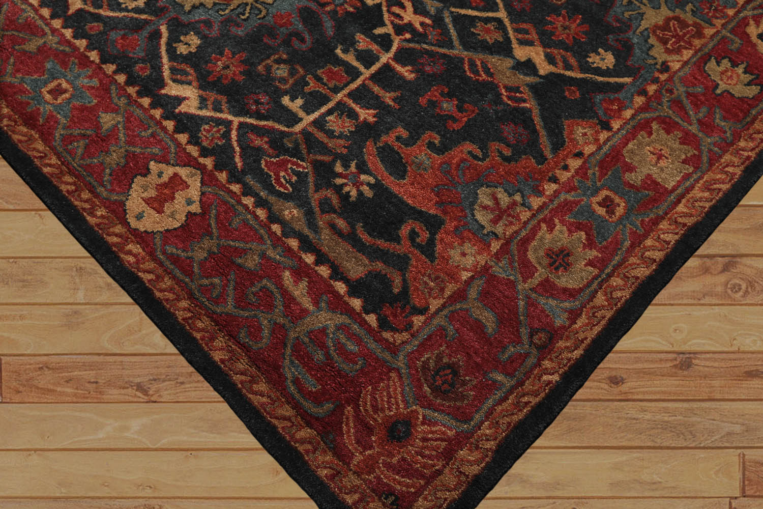 9 x 12  Navy Wine Burnt Orange Color Hand Tufted All-Over 100% Wool Arts & Crafts Oriental Rug