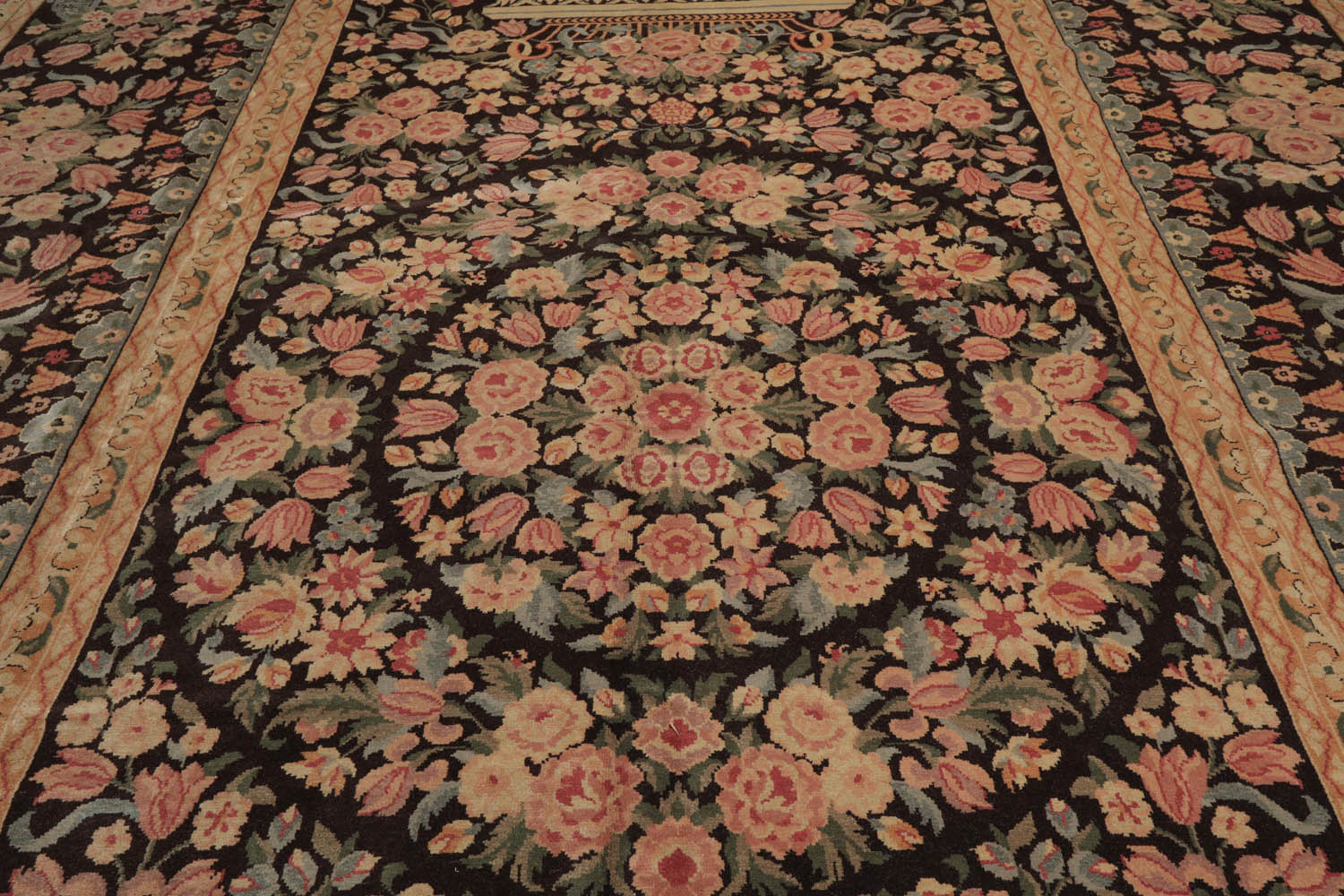 Multi Size Chocolate, Tan Hand Knotted Aubusson Savonnerie 100% Wool Traditional Oriental Area Rug