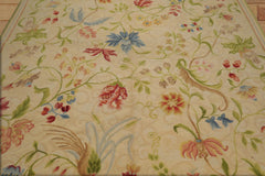 Rosselli 8x10 Hand Knotted Aubusson Savonnerie 100% Wool Asmara Traditional Floral Oriental Area Rug Vanilla, Beige Color