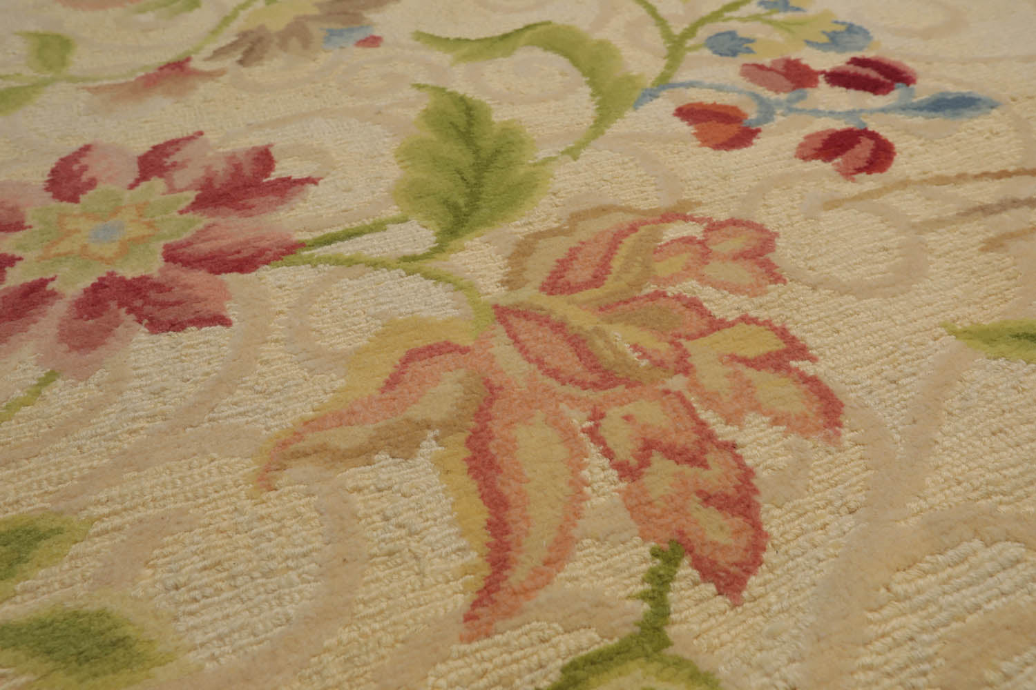 8x10 Hand Knotted Aubusson Savonnerie 100% Wool Asmara Traditional Floral Oriental Area Rug Vanilla, Beige Color