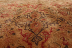 Diavian Round Tan, Peach Hand Knotted Wool and Silk Tabriz Traditional Oriental Area Rug