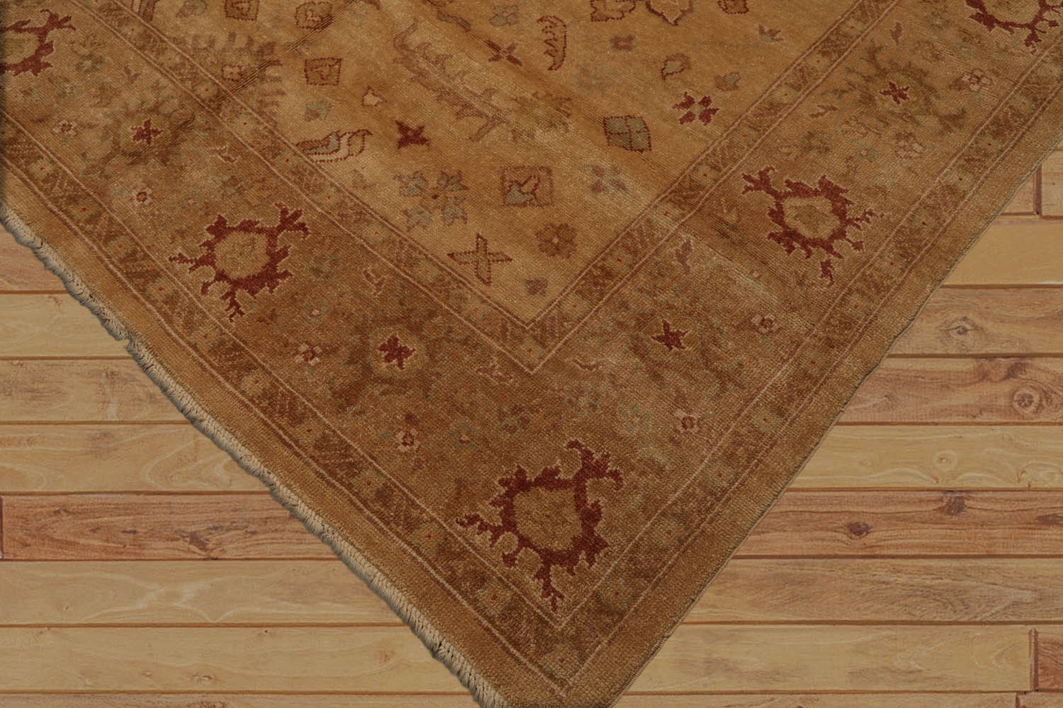 Johnatan 8x10 Hand Knotted Oushak 100% Wool Turkish Oushak Traditional Oriental Area Rug Tan, Light Gold Color