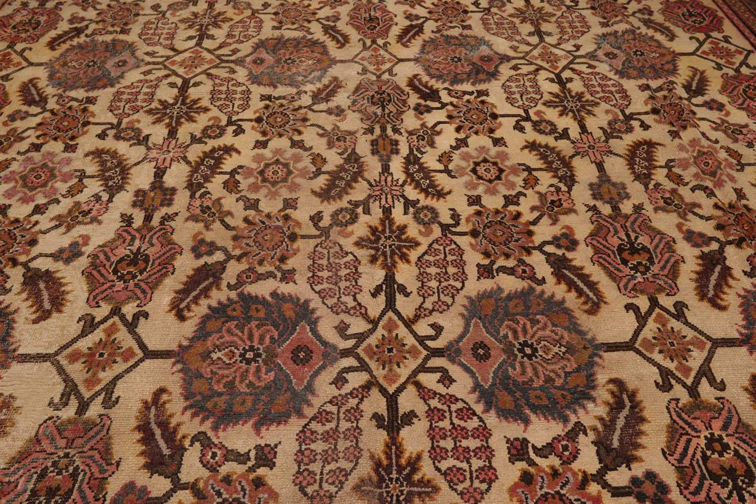 Mikiel 10x14 Beige, Rust Hand Knotted 100% Wool Mahal Traditional Oriental Area Rug