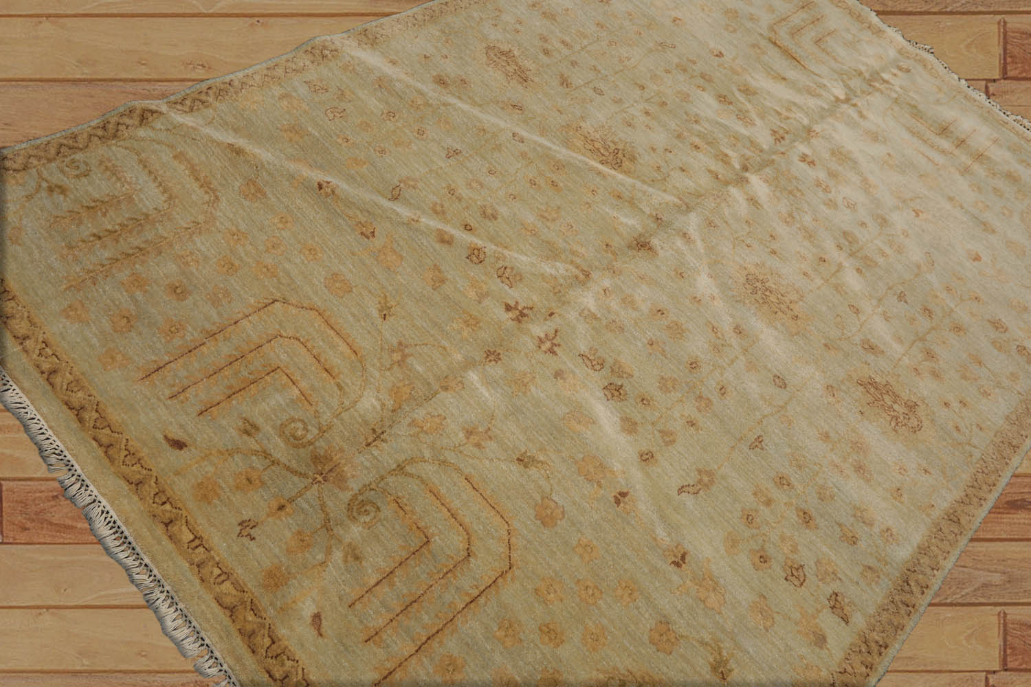 Arlington 5x7 Hand Knotted 100% Wool Nourison Transitional Oriental Area Rug Moss, Gold Color