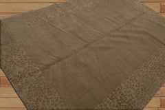 6x9 Hand Knotted Tibetan Wool and Silk Lapchi Modern & Contemporary Oriental Area Rug Tone On Tone Beige Color