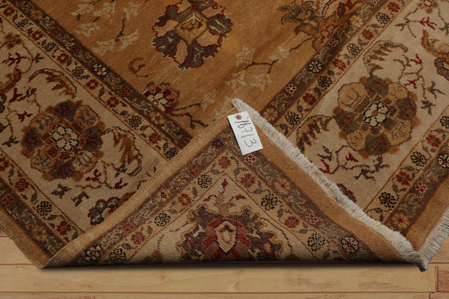 Beige Oriental Hand Knotted Wool Oushak Carpet