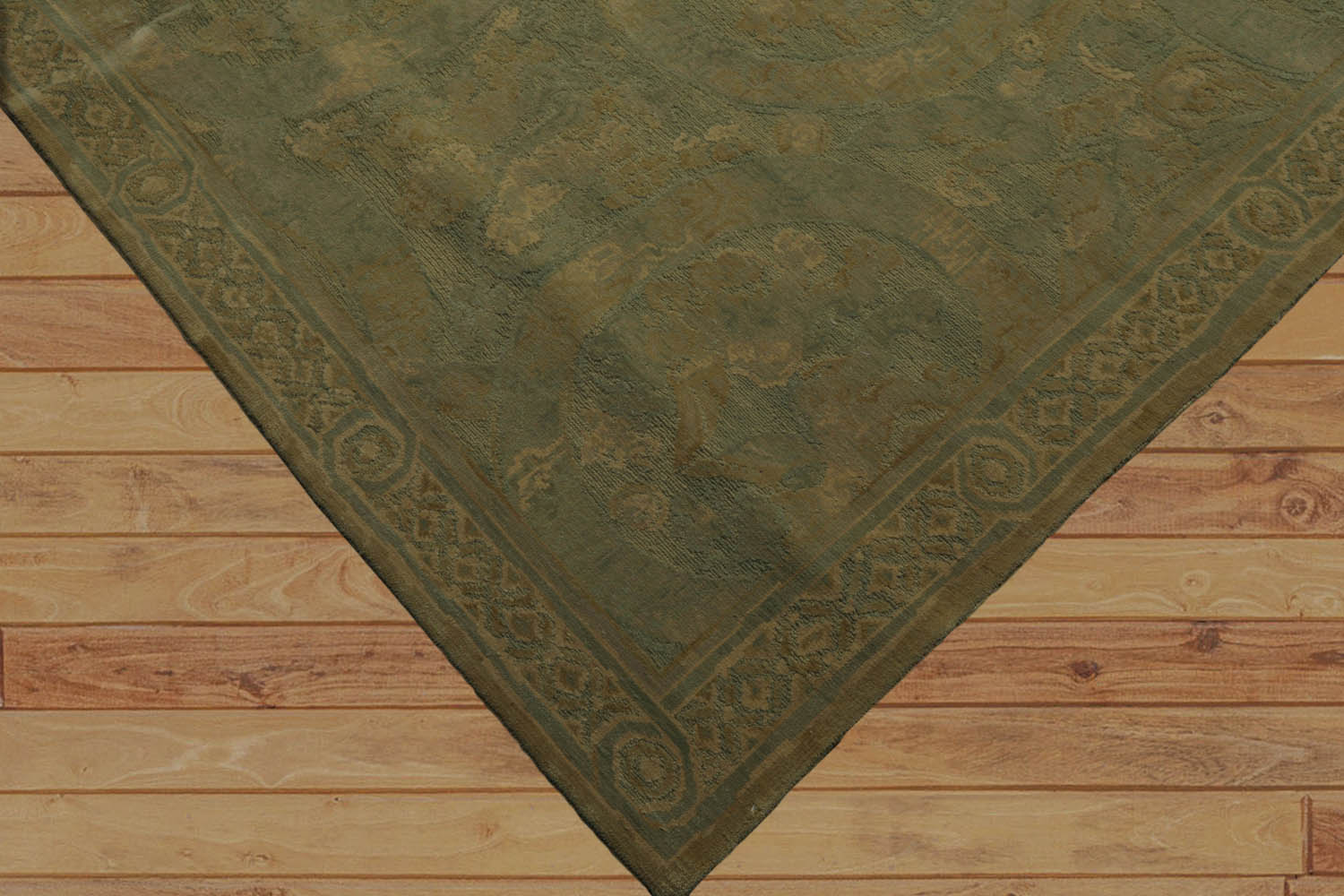 Trevorton 8x10 Hand Knotted French Aubusson Savonnerie 100% Wool Asmara Traditional Oriental Area Rug Mint, Green Color