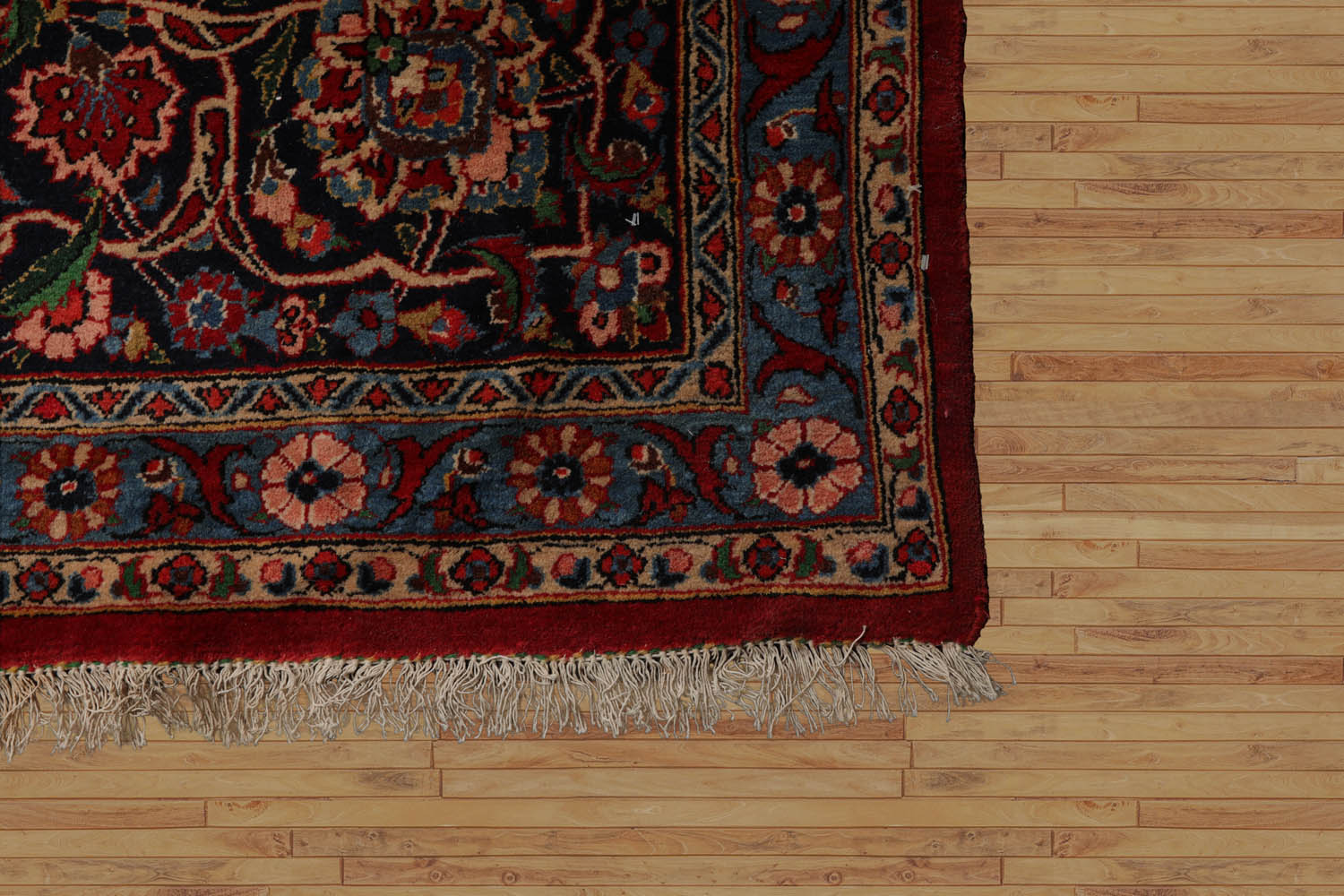 Pewitt Palace Hand Knotted 100% Wool Kashan Traditional Oriental Area Rug Burnt Orange, Midnight Blue Color