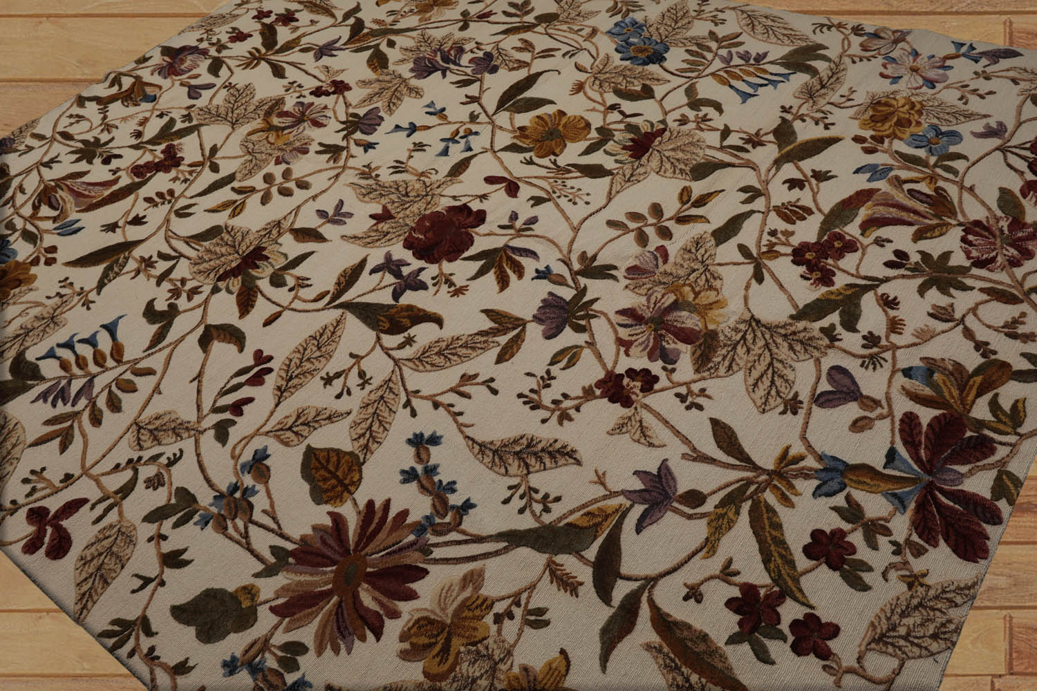 Jarome 8x10 Hand Knotted Tibetan 100% Wool Transitional-Botanical High Low Pile Oriental Area Rug Beige, Rust Color