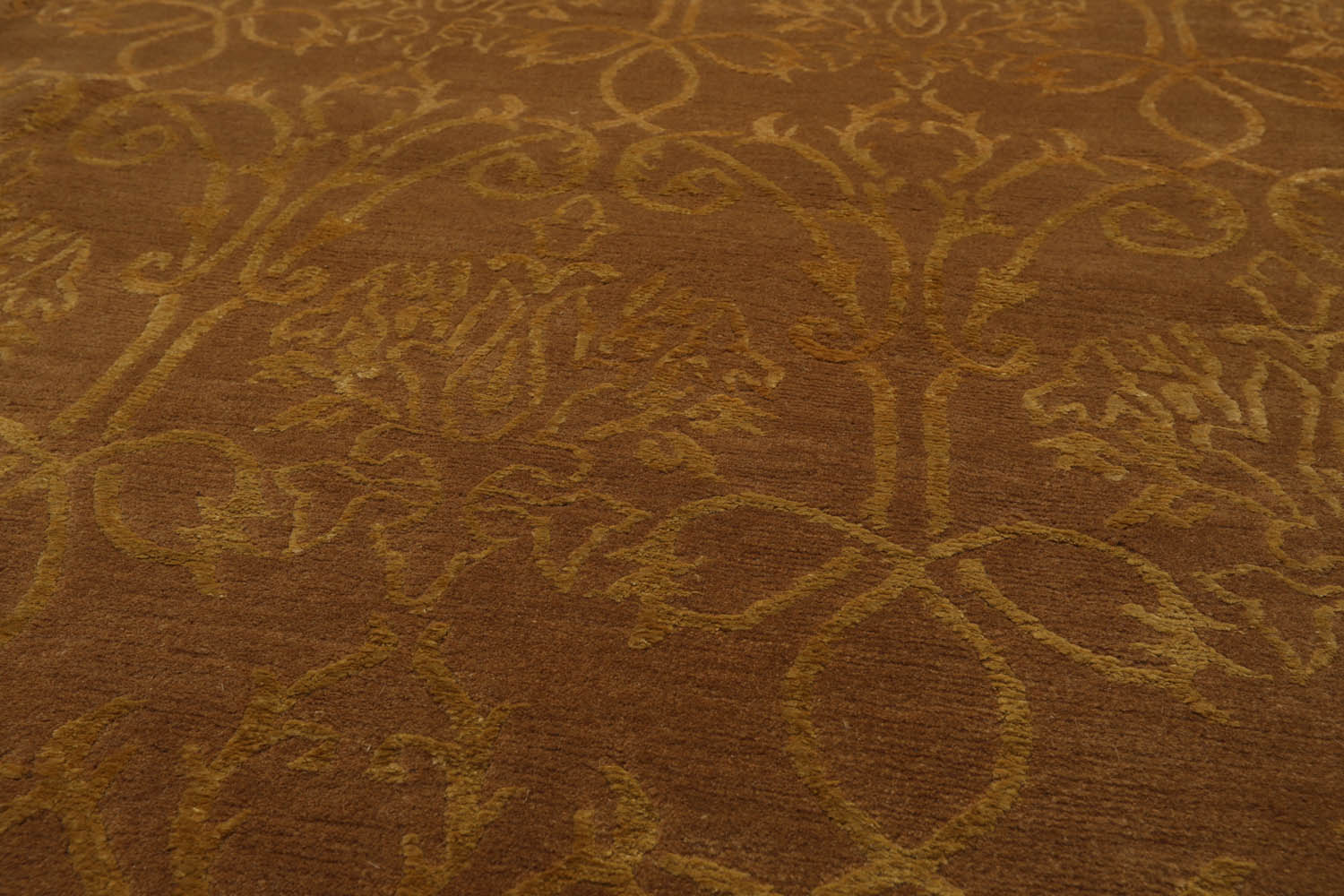 Gaibrial 6x9 Hand Knotted Tibetan Wool and Silk Transitional Oriental Area Rug Tone on Tone Gold Color