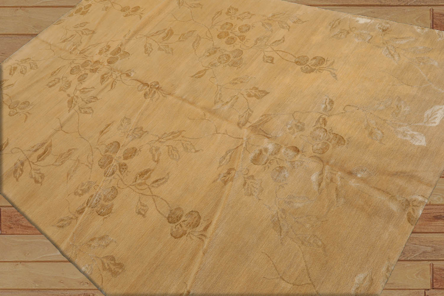 Desantiago 6x9 Hand Knotted Tibetan Wool and Silk Lapchi Traditional Oriental Area Rug Tone on Tone Caramel Color