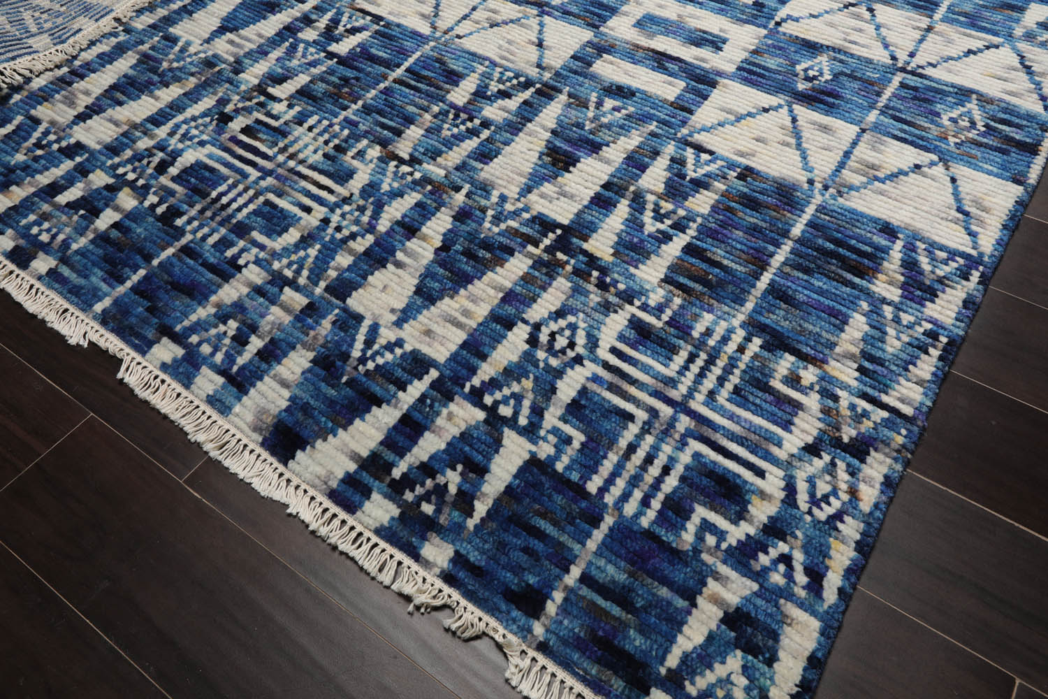 Lubor LoomBloom 8x10  Blue, Gray Hand Knotted Tibetan 100% Wool Art Deco Oriental Area Rug