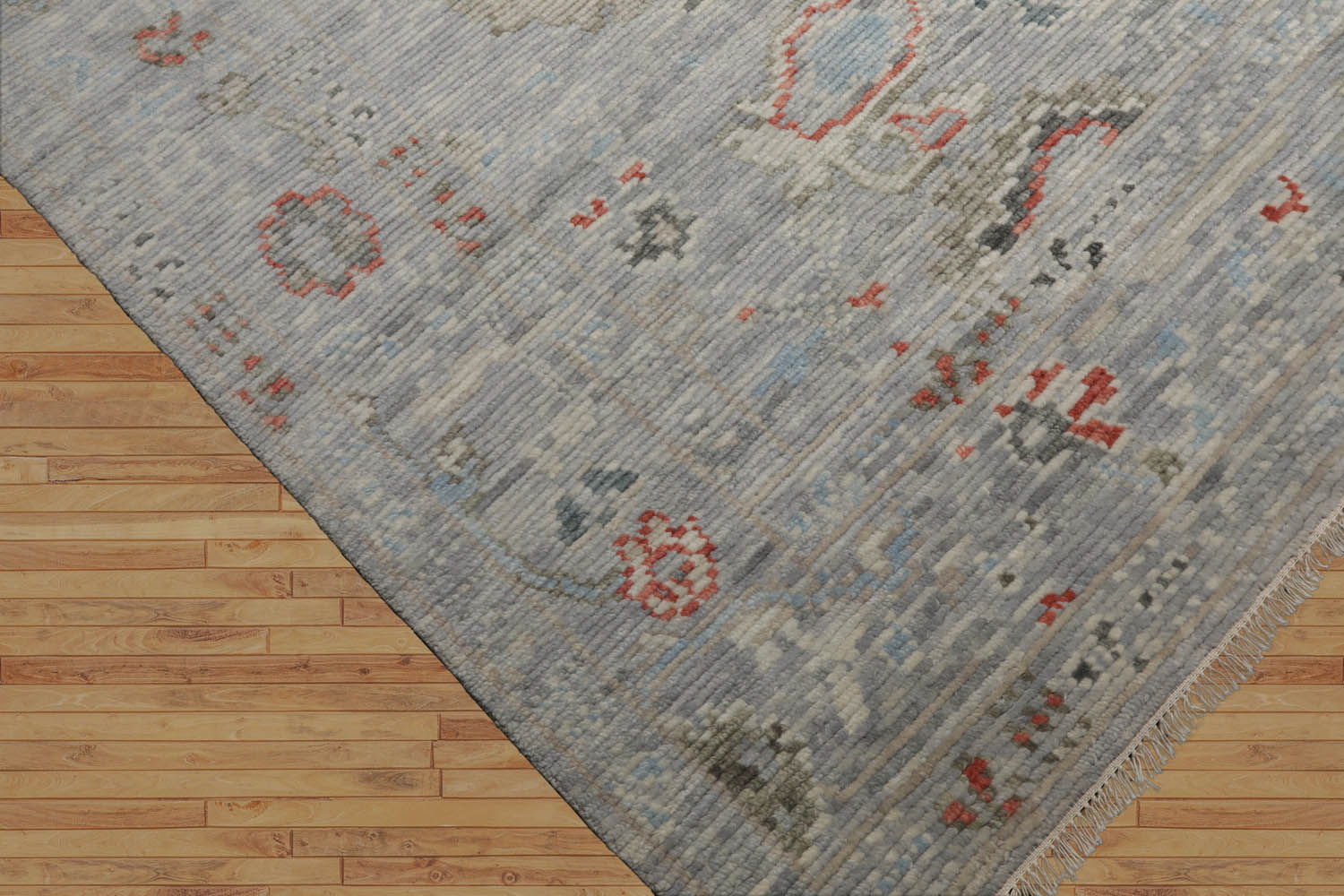 Natalise LoomBloom 8x10 Gray, Ivory Hand Knotted Oushak 100% Wool Oushak Traditional Oriental Area Rug