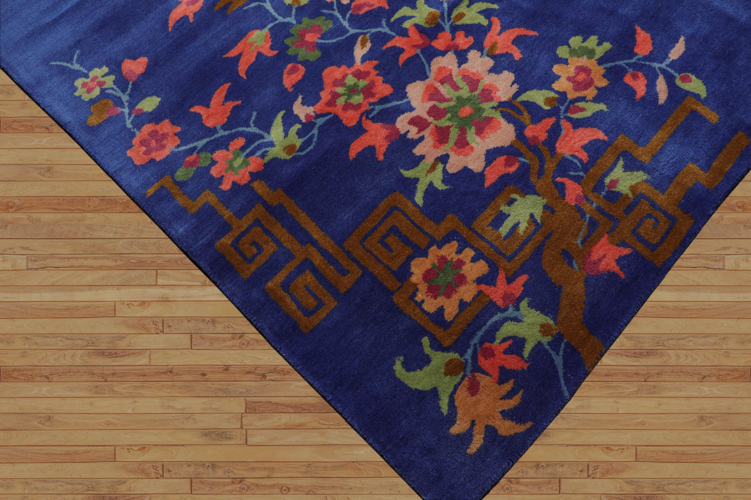 Multi Size Blue,Orange Hand Tufted Floral New Zealand Wool Chinese Art Deco Oriental Area Rug Royal