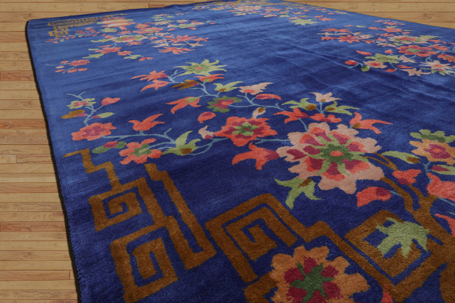 Multi Size Blue,Orange Hand Tufted Floral New Zealand Wool Chinese Art Deco Oriental Area Rug Royal