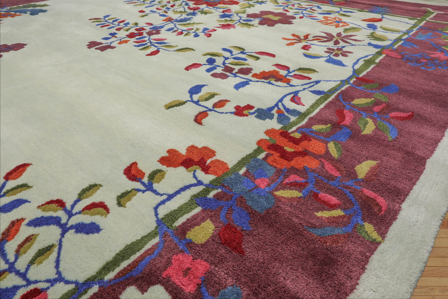 Multi Size Mint,Plum Hand Tufted Pictorial New Zealand Wool Chinese Art Deco Oriental Area Rug