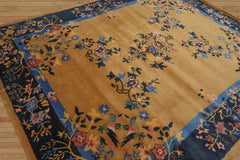 Multi Size Muddy Gold,Dark Blue Hand Tufted Pictorial New Zealand Wool Chinese Art Deco Oriental Area Rug