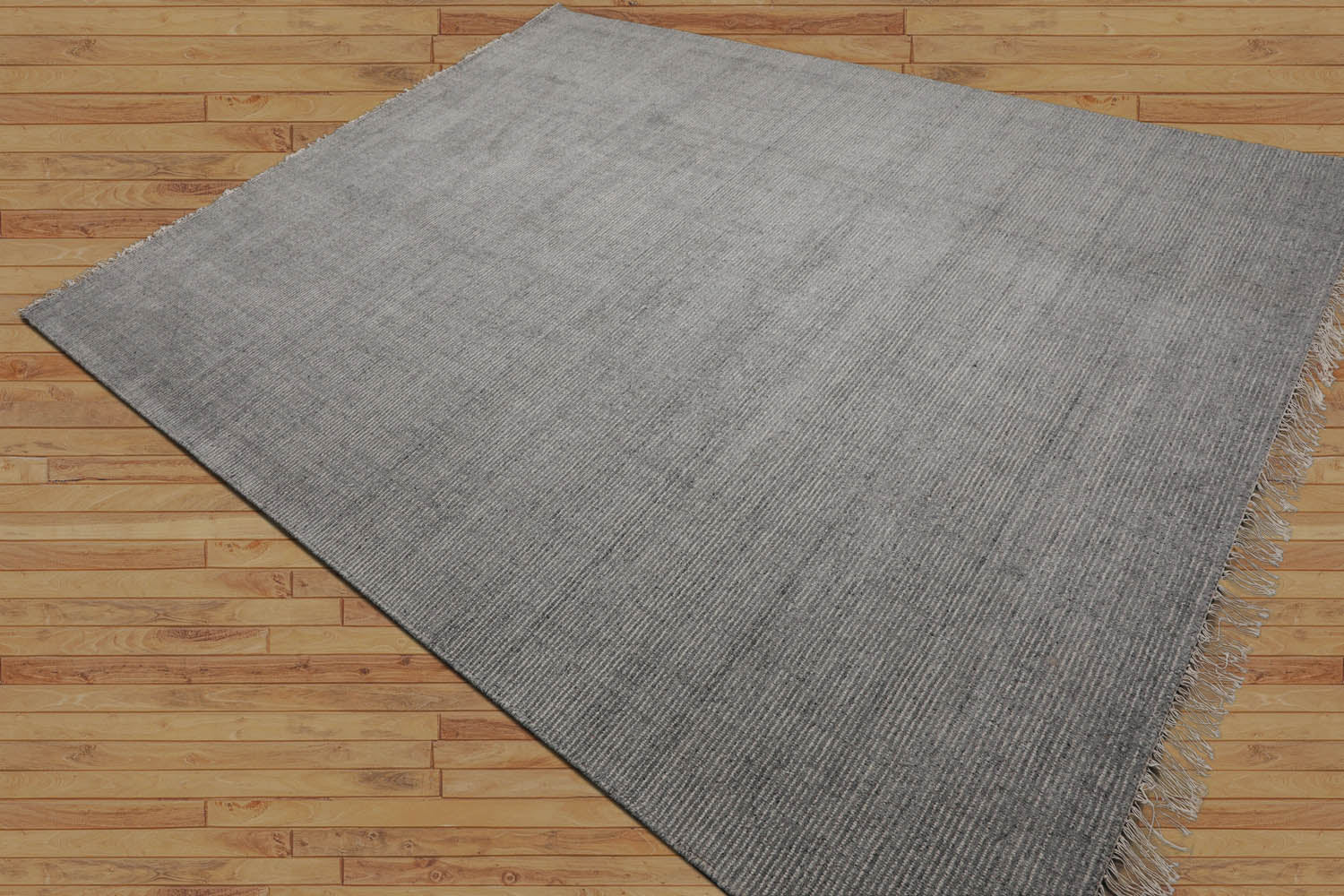10' x14'  Ash Gray Color Hand Loomed Ribbed Wool Modern & Contemporary Oriental Rug