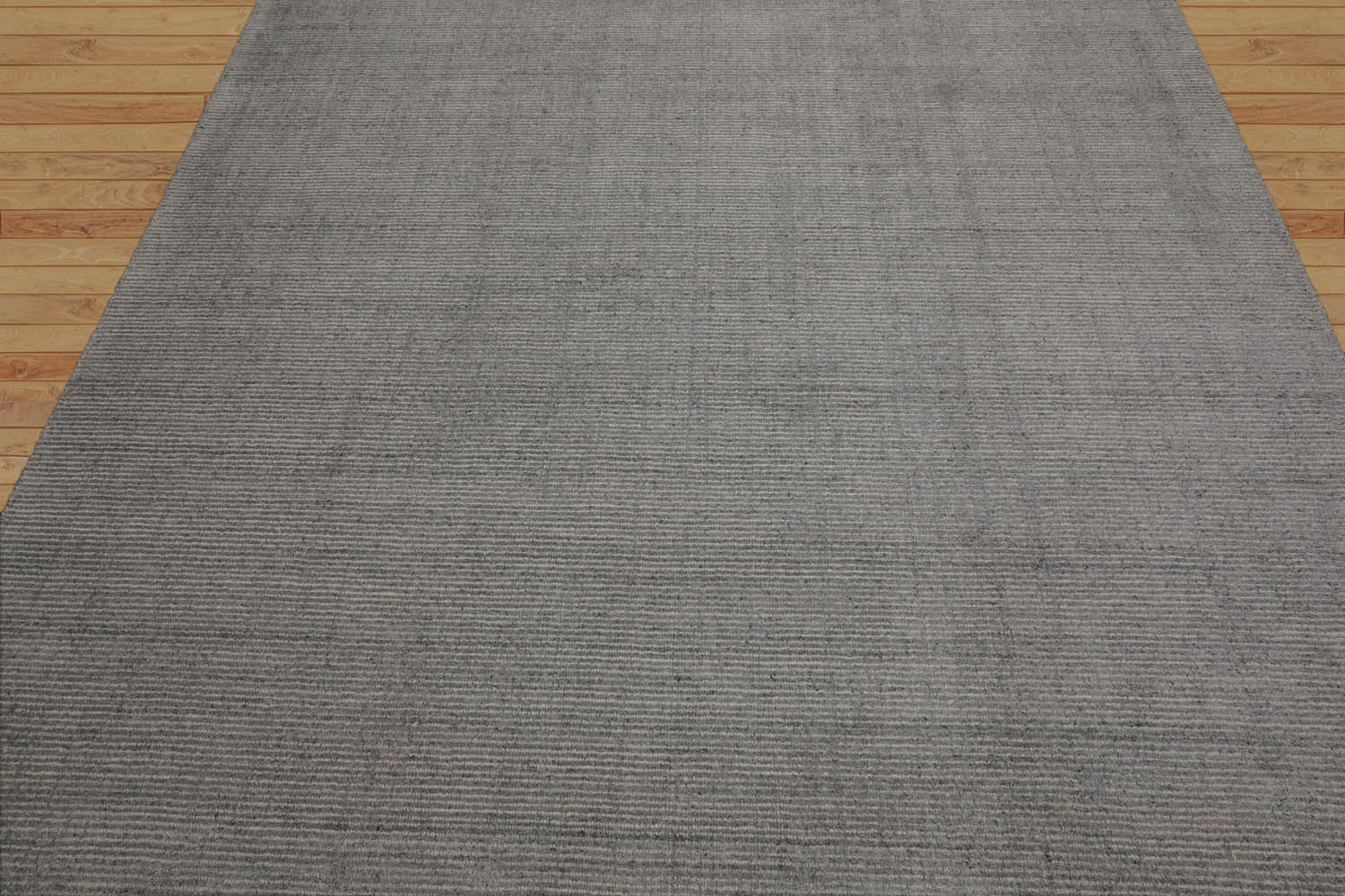 Multi Size Ash Gray Hand Loomed Ribbed Wool  Modern & Contemporary  Oriental Area Rug