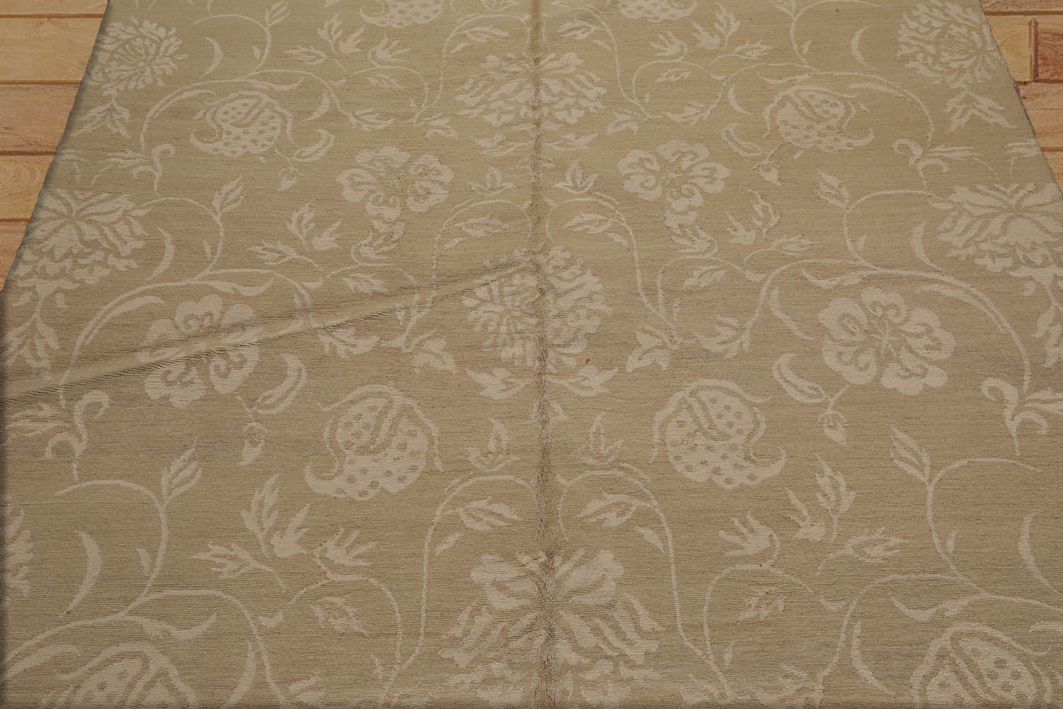 Elyanah 6x9 Hand Knotted Tibetan Wool and Silk Lapchi Scroll Transitional Oriental Area Rug Tone On Tone Beige Color
