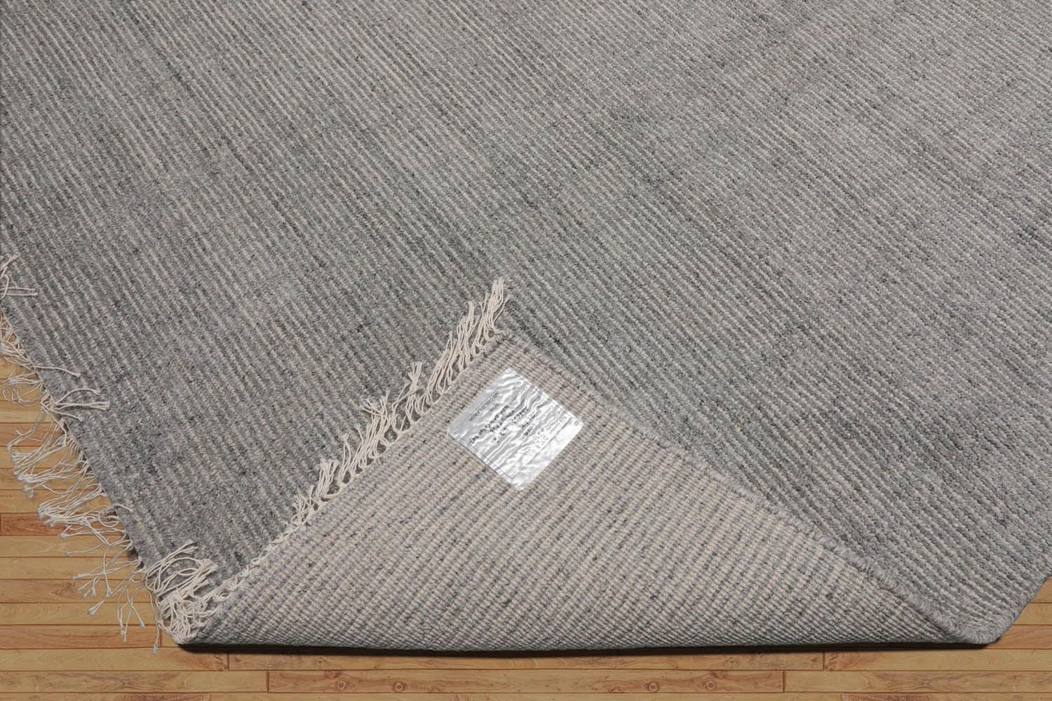 Multi Size Ash Gray Hand Loomed Ribbed Wool  Modern & Contemporary  Oriental Area Rug