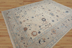 Fahie 9x12 Beige,Taupe Hand Knotted All-Over Wool Oushak Traditional  Oriental Area Rug