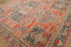 Multi Size Coral, Teal Hand Knotted Geometric Wool Oushak Tribal  Oriental Area Rug