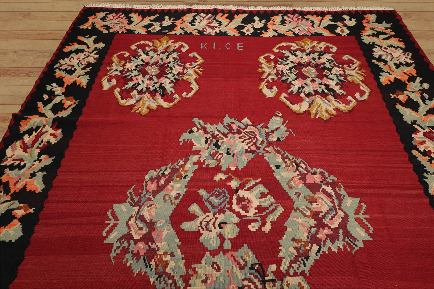 Emrah 9x12 Hand-Woven Rusty Red Traditional Southwestern Floral Wool Area Rug