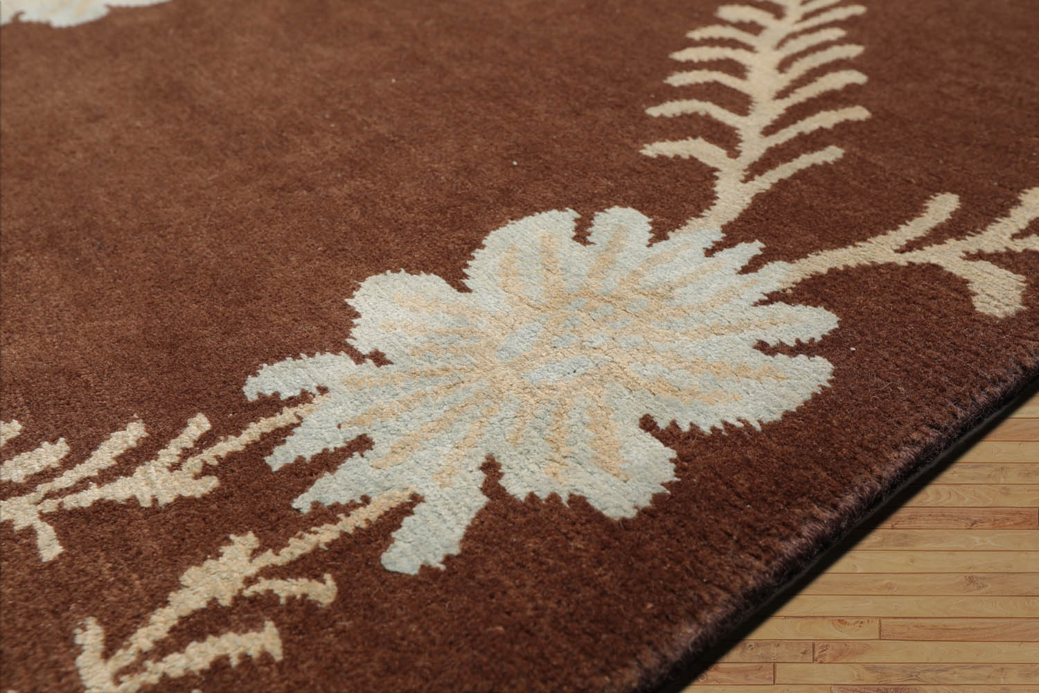 Skerry 3x5 Hand-Knotted Tibetan Terra Trellis Floral Wool & Silk Brown Are Rug