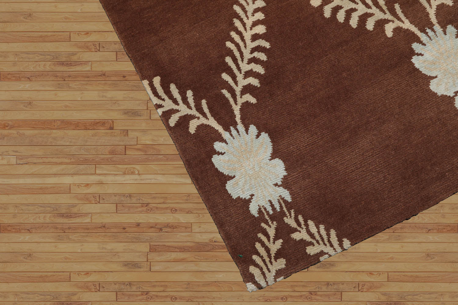 Skerry 3x5 Hand-Knotted Tibetan Terra Trellis Floral Wool & Silk Brown Are Rug