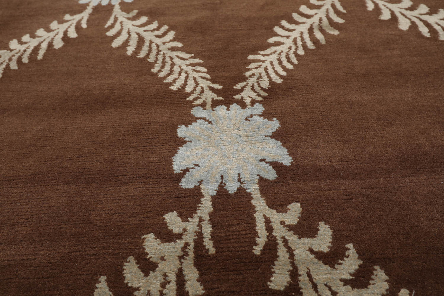 Adetutu 3x5 Brown Hand Knotted Tibetan Transitional Trellis Floral Wool & Silk Oriental Area Rug