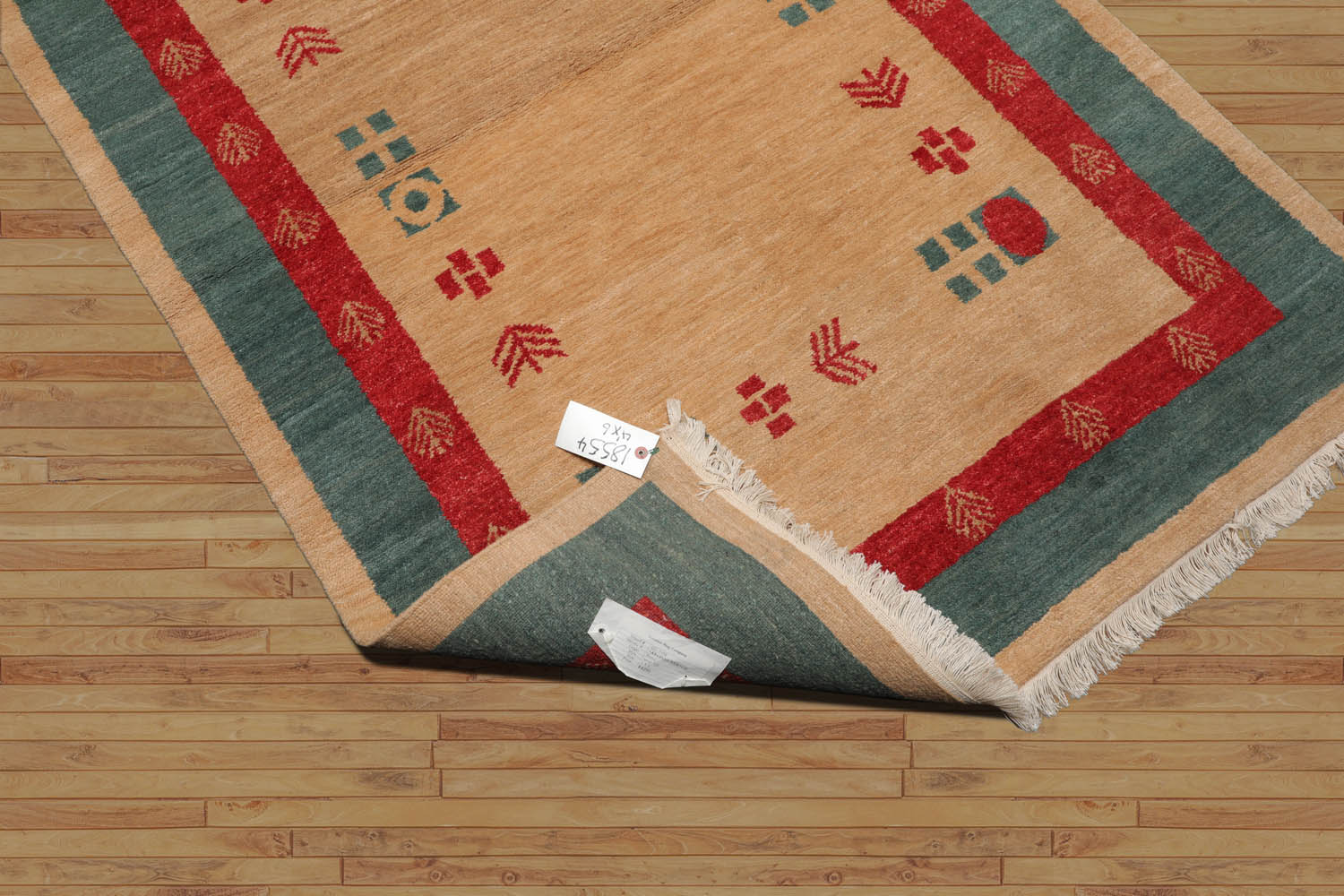 Gunnel 4x6 Beige Hand Knotted Tibetan Contemporary Gabehh Pictorial Wool Oriental Area Rug