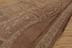 Elvyn 4x6 Taupe Hand Knotted Tibetan Transitional All-Over Wool & Silk Oriental Area Rug