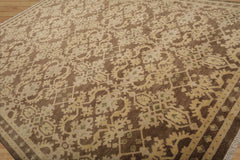 9x12 Brown, Tan, Light Gold Color Hand Knotted All-Over 100% Wool Traditional Oriental Rug