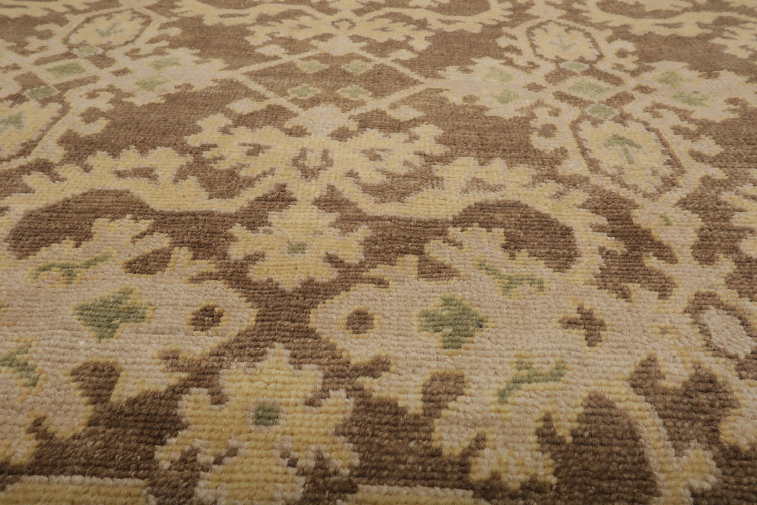 9x12 Brown, Tan, Light Gold Color Hand Knotted All-Over 100% Wool Traditional Oriental Rug