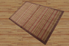 Gaje 4x6 Sage Hand Knotted Tibetan Contemporary Striped Wool Oriental Area Rug