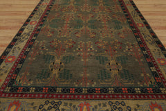 Tildon Multi Size Olive Green Hand Knotted Arts & Crafts/Mission Donegal Wool Oriental Area Rug