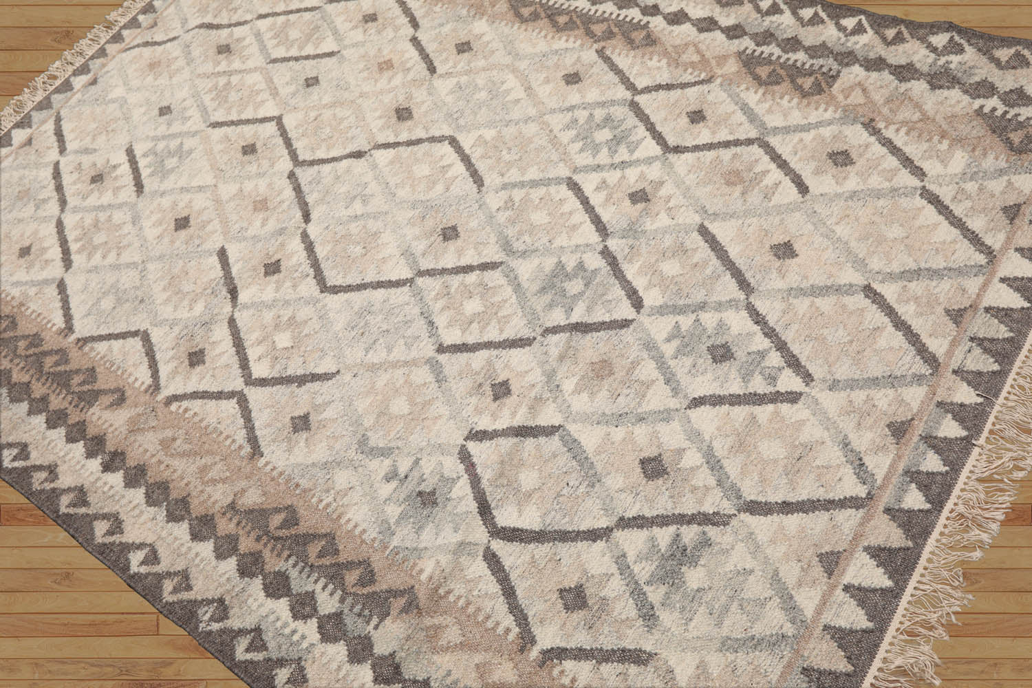 Stokesdale LoomBloom 5x8 Hand Woven Southwestern Kilim Wool Beige Oriental Area Rug