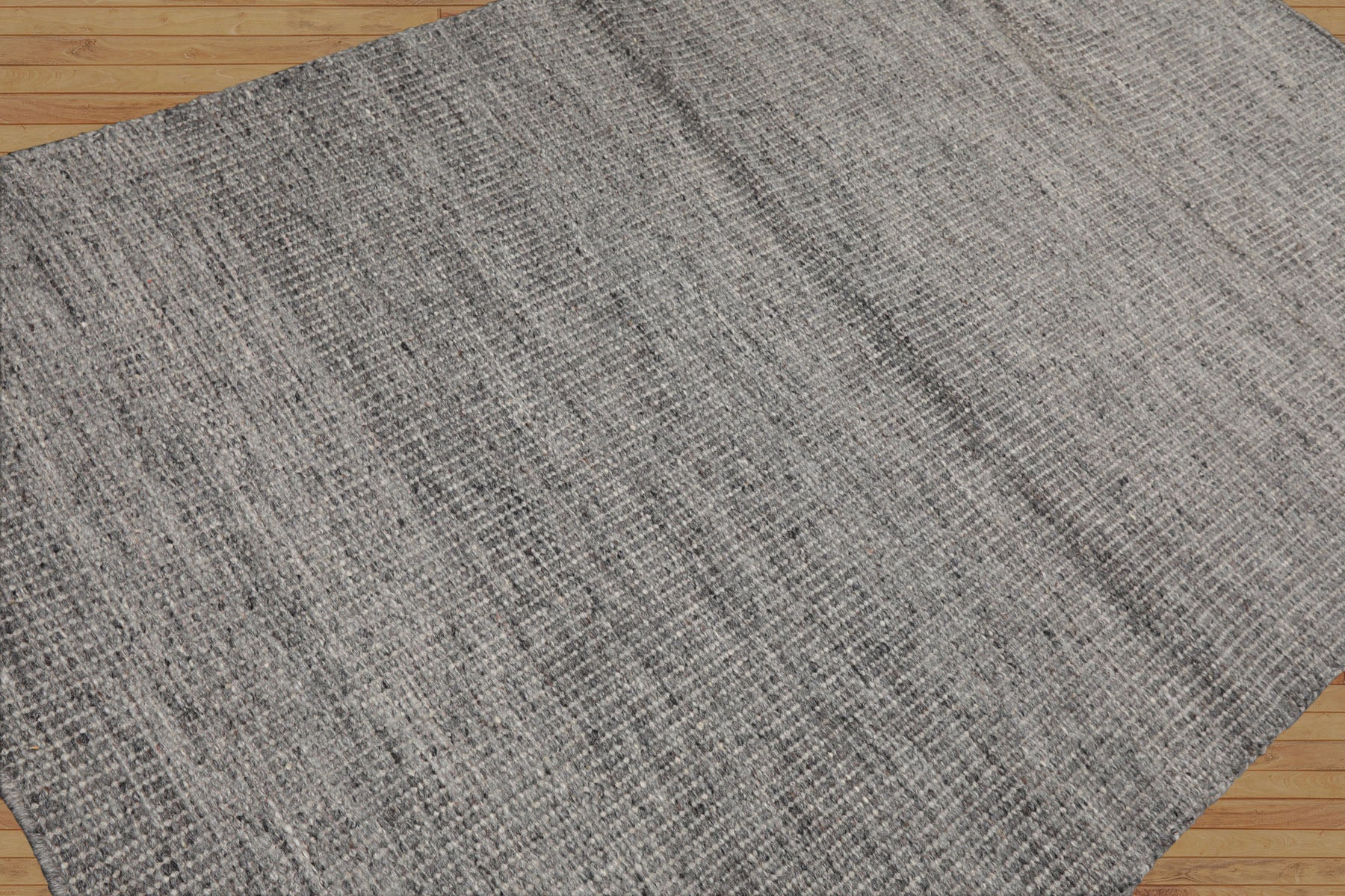 Jasmin LoomBloom Hand Woven Modern Ribbed Wool Oriental Area Rug in 5x8 Tone On Tone Gray