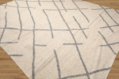 LoomBloom Multi Size Oatmeal Wool Flatweave with Geometric Pattern Oriental Rug