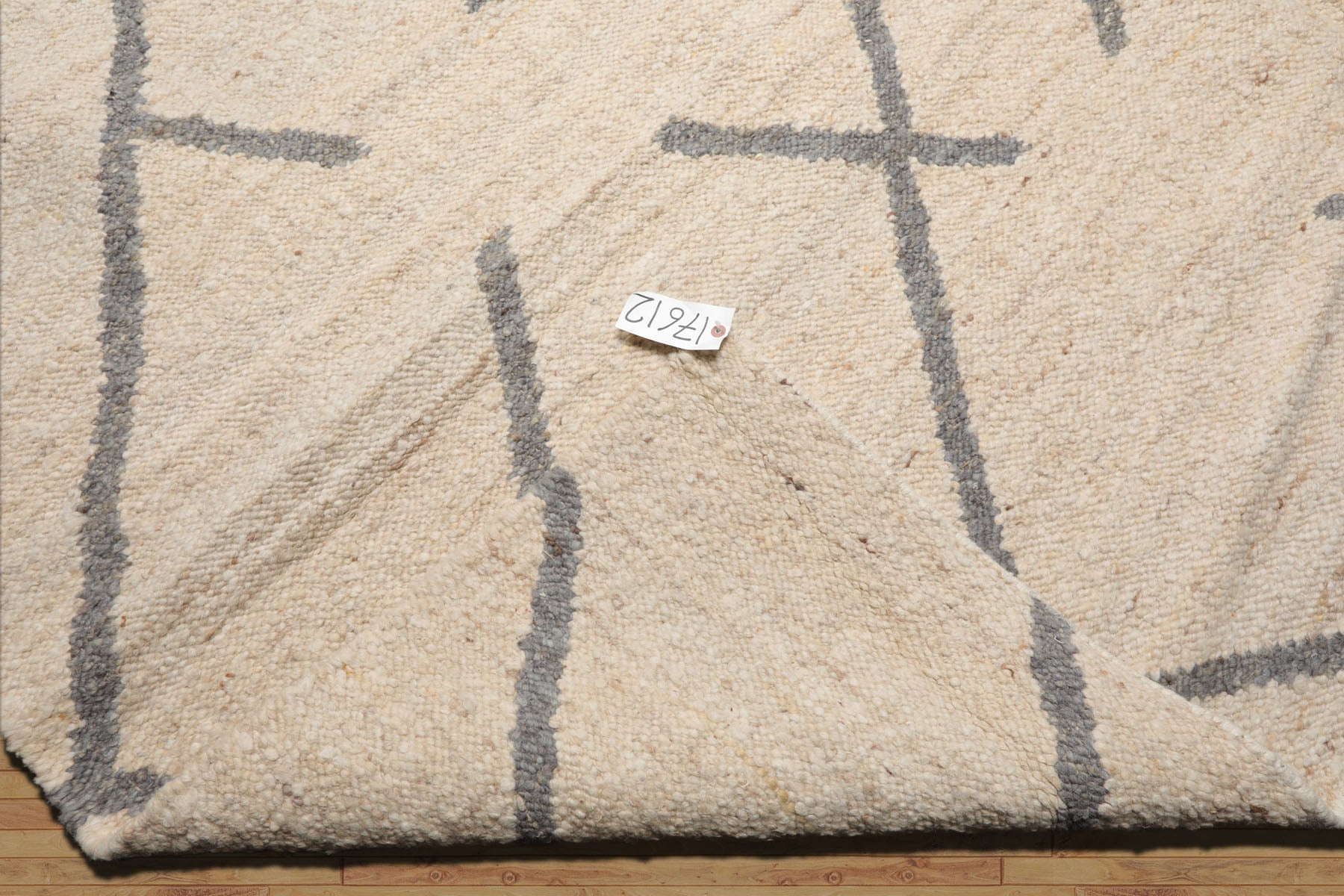 LoomBloom Multi Size Oatmeal Wool Flatweave with Geometric Pattern Oriental Rug