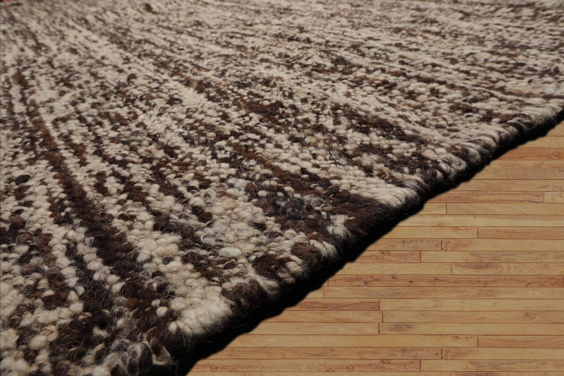 LoomBloom 9x12  Geometric Flatweave Wool Rug in Contemporary Beige Design