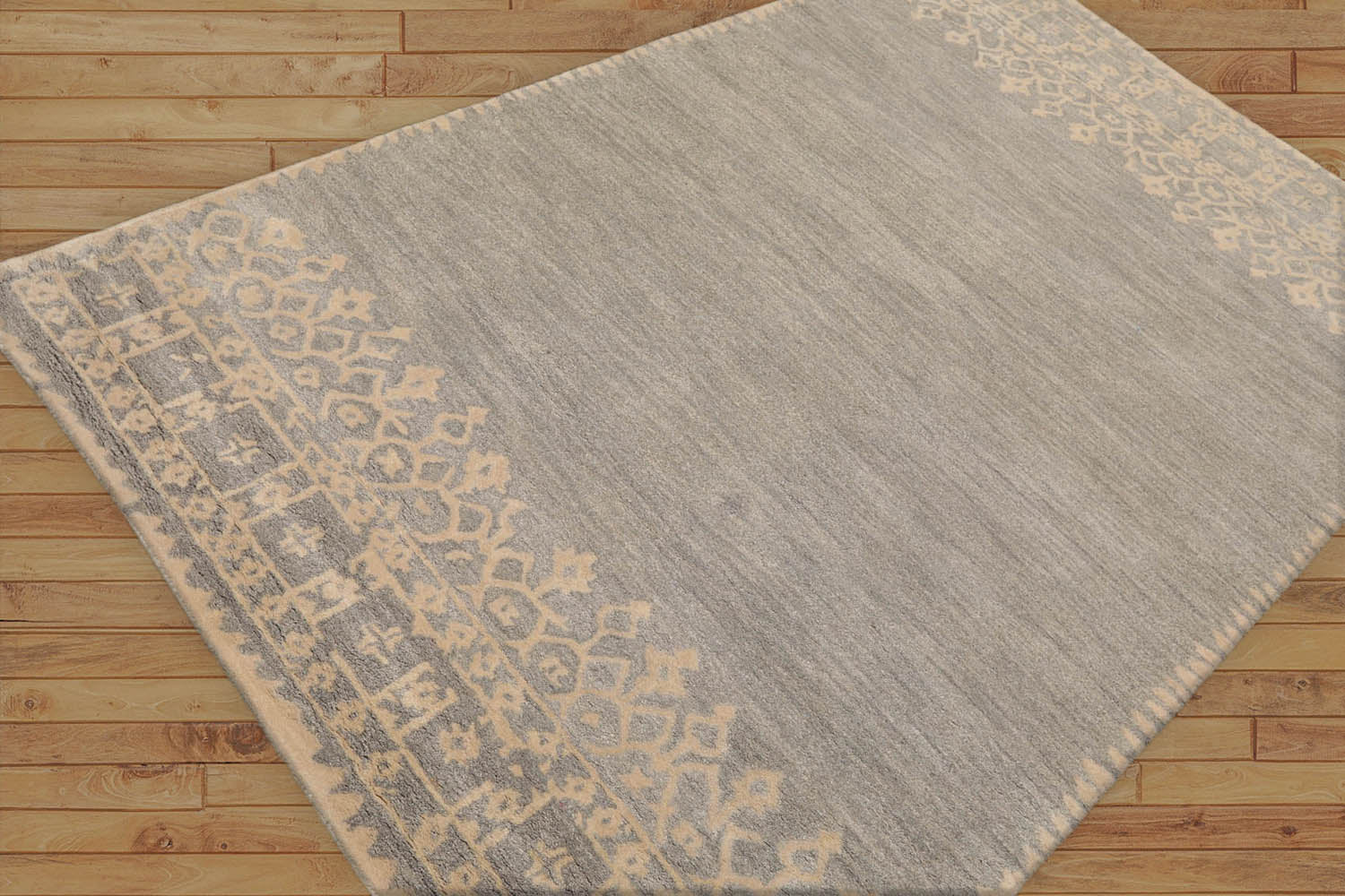 Natalle 5x8 Hand Tufted Hand Made 100% Wool Patterned Transitional Oriental Area Rug Gray, Beige Color