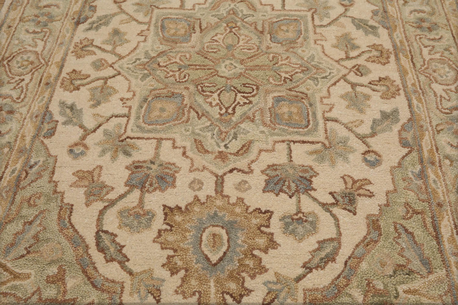 Lubonski 5x8 Hand Tufted Hand Made 100% Wool Tabriz Traditional Oriental Area Rug Beige, Mint Color