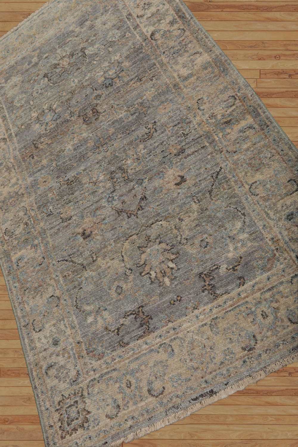 3x5 Gray, Beige, Taupe Color Hand Knotted All-Over 100% Wool Traditional Oriental Rug