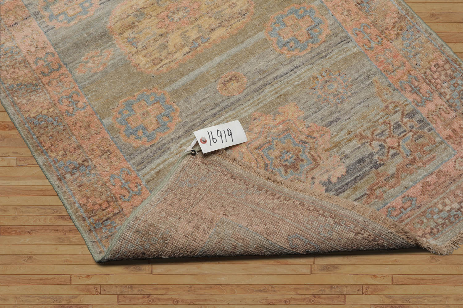 3x5 Sea Foam, Blush, Blue Color Hand Knotted All-Over 100% Wool Traditional Oriental Rug