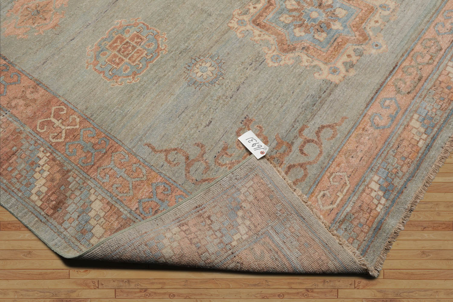 8x10 Mint, Blush, Brown Color Hand Knotted All-Over 100% Wool Traditional Oriental Rug