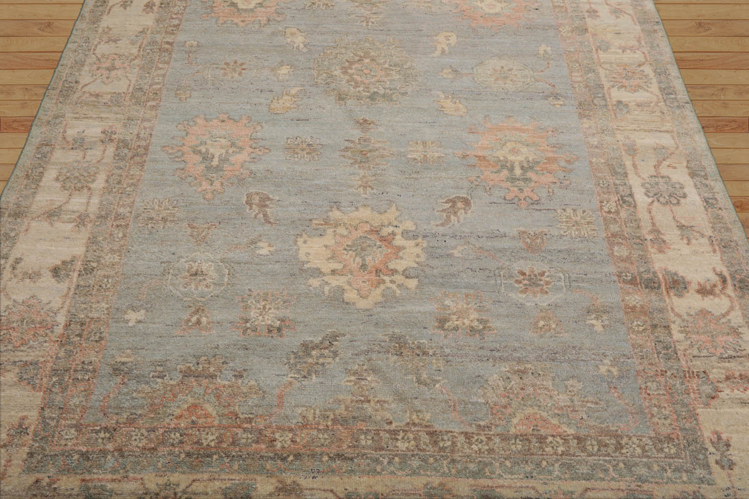 6x9 Slate, Beige, Blush Color Hand Knotted All-Over 100% Wool Traditional Oriental Rug