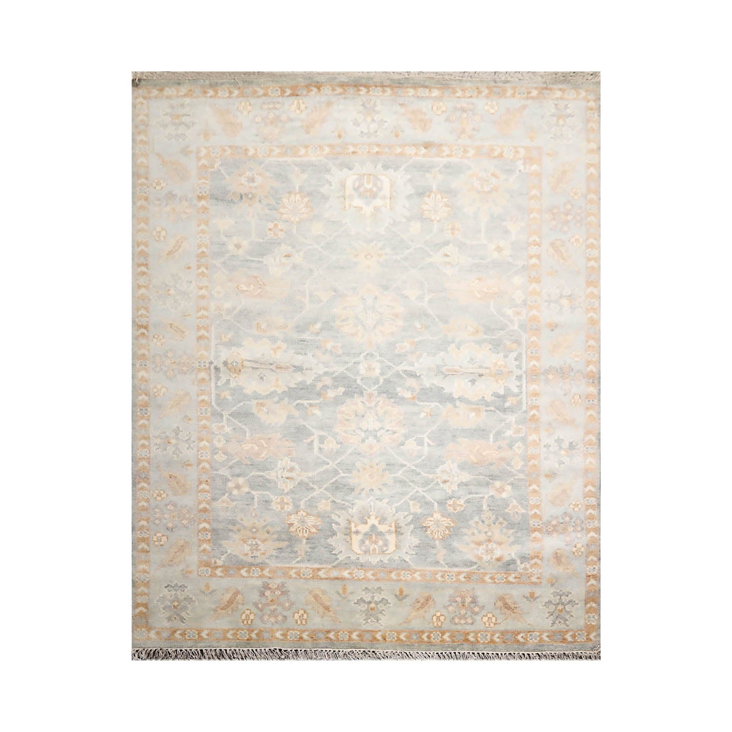 9' x12'  Light Gray Slate Tan Color Hand Knotted Oriental 100% Wool Transitional Oriental Rug
